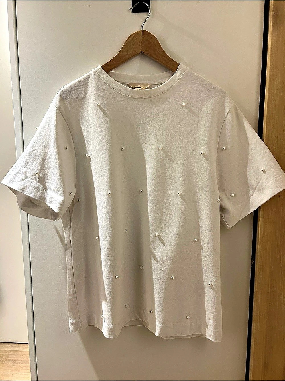 H&M Pearl Embellished T-Shirt White